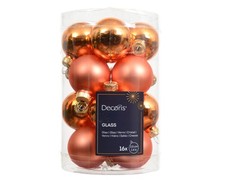 16 Weihnachtskugeln Glas 3,5cm matt & glänzend Christbaumkugeln Mini Warmorange