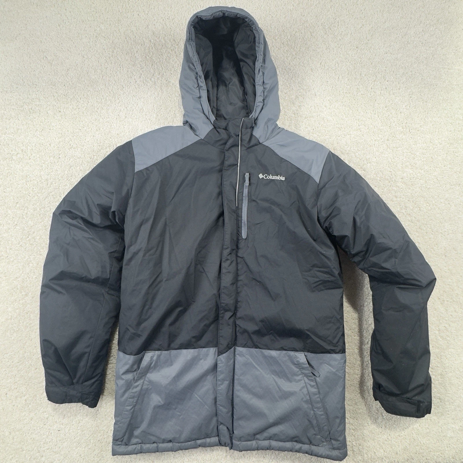 Columbia Lightning Lift Jacket Boys XL (18-20) Black Graphite Zip Hood Ski Kids