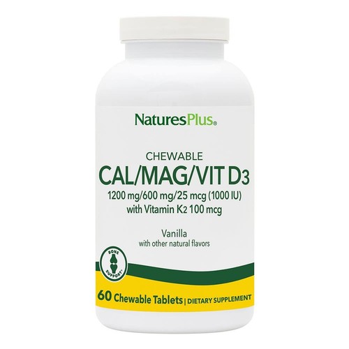 Natures Plus Cal/Mag/VIT D3 Masticabile con Vitamina K2-60 Compresse Masticabili - Va...