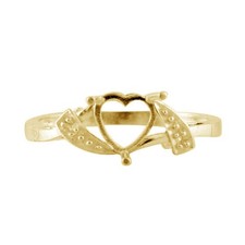 Semi Mount Causal Ring 6.00mm Heart Shape Faceted Cut Sterling Silver