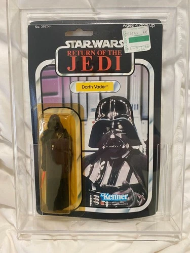 Vintage Kenner Star Wars 1983 ROTJ Darth Vader 77Back-A MOC + AFA Display Case