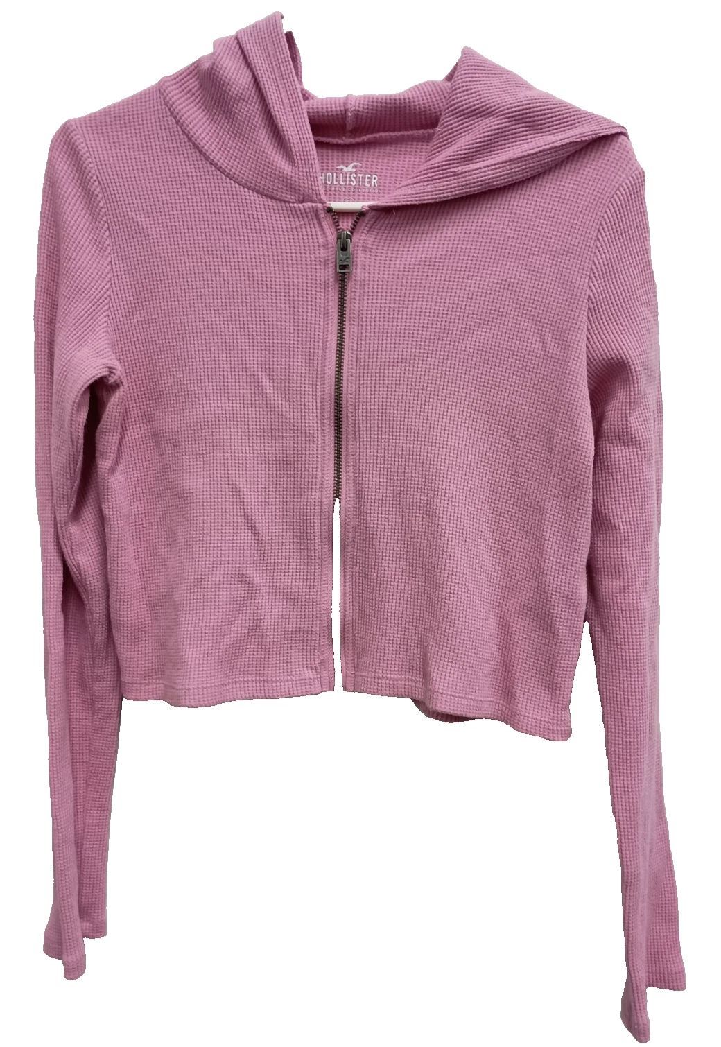 VTG Y2K Hollister Hoodie Womens Small Pink Thermal Cropped Grunge Casual