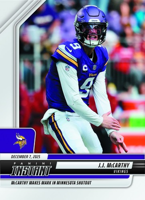 #ad 2025 26 Panini Instant NFL #300 J.J. McCarthy Minnesota Vikings PRESALE $11.49