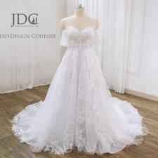 Top Glitter Ivory Wedding Dress Wedding Dress Custom Made 32-60 Beaded Lace