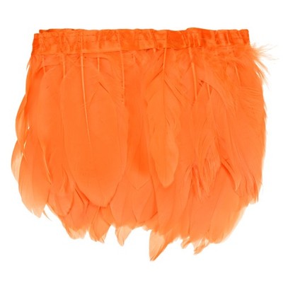 Goose Feathers Trim Fringe, 2 Yards 6-8'' Fluffy Feather [Orange]