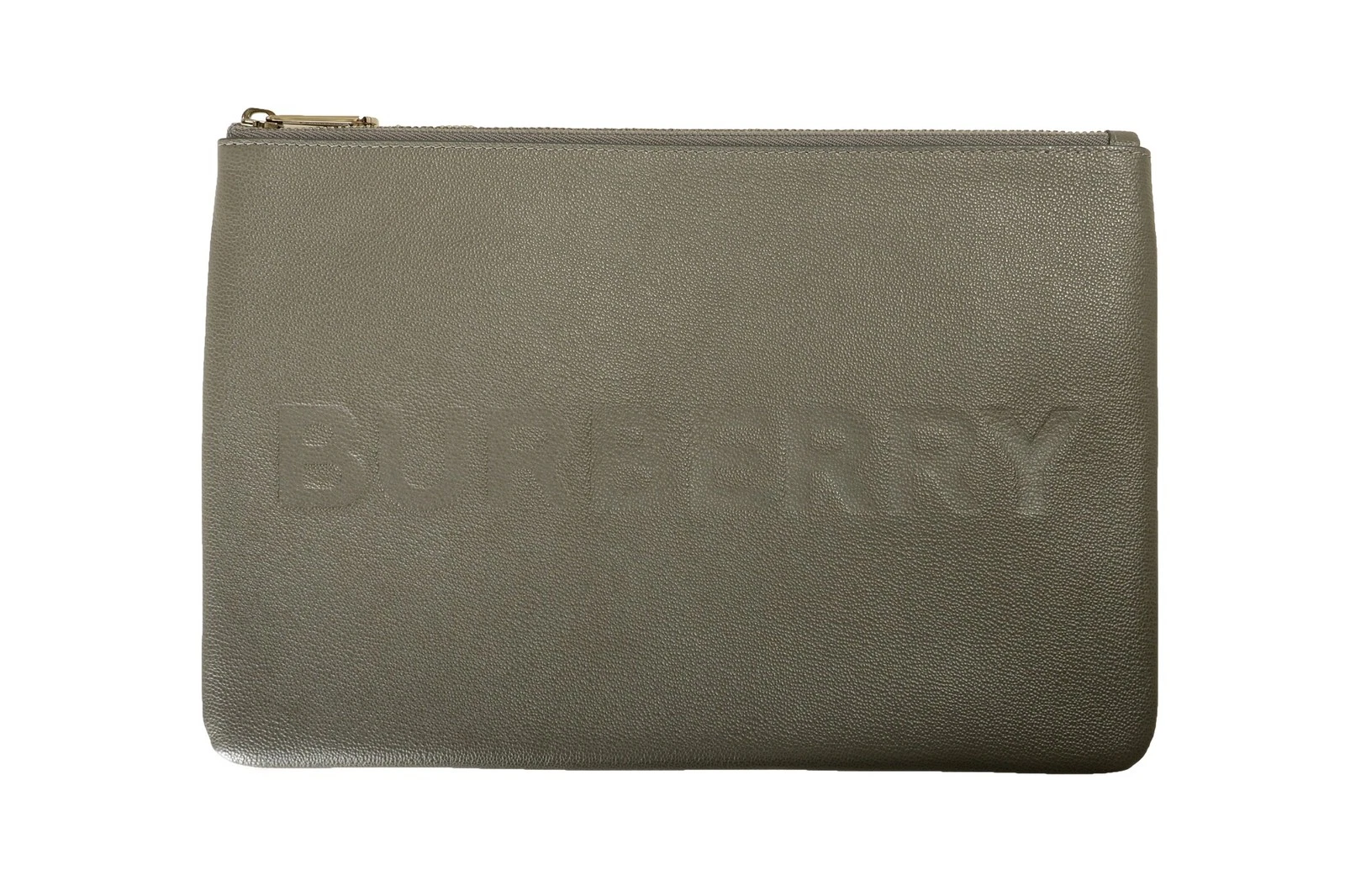 Burberry — Burberry Women's "Pouch" Charcoal Grey 100% Leather Logo Clutch Bag