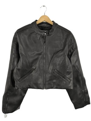 PULL & BEAR Kunstlederjacke Damen Jacke Gr. DE 42 schwarz Casual-Look