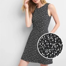 NWT Gap Fit and Flare Black Sleeveless Dress 4 Tall Pockets Speckled Minimalist