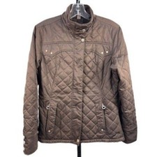 Ariat Women's Size Medium Brown Quilted Full Zip Equestrian Jacket No Belt