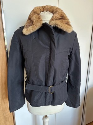 Damen Jacke kurz, Weekend (Maxmara), Gr.36, Schwarz, abnehmbare Fellkragen