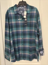 NWT Men’s Tommy Bahama Canyon Beach Fireside Check Flannel Seaway 2XL