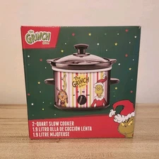 Dr. Seuss The Grinch Crockpot 2 Qt Slow Cooker Christmas Holiday Max Stripes New