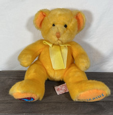 Vintage Russ Berrie Co. Yellow Teddy Bear Very Plush 10" Pre-Owned