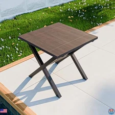 COOS BAY 1x Square Outdoor Side Table, Metal Patio End Table, Black, Chic Design