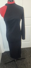 Elegant, Black, Bodycon, Midi, One Shoulder, Pencil Dress With Front Slit 8