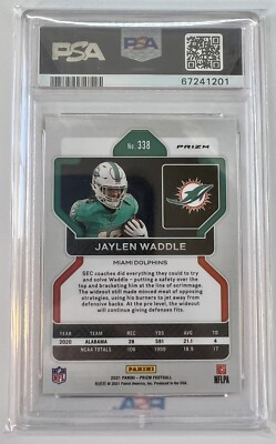 2021 Panini Prizm Jaylen Waddle Orange Disco Prizm Rookie RC PSA 9
