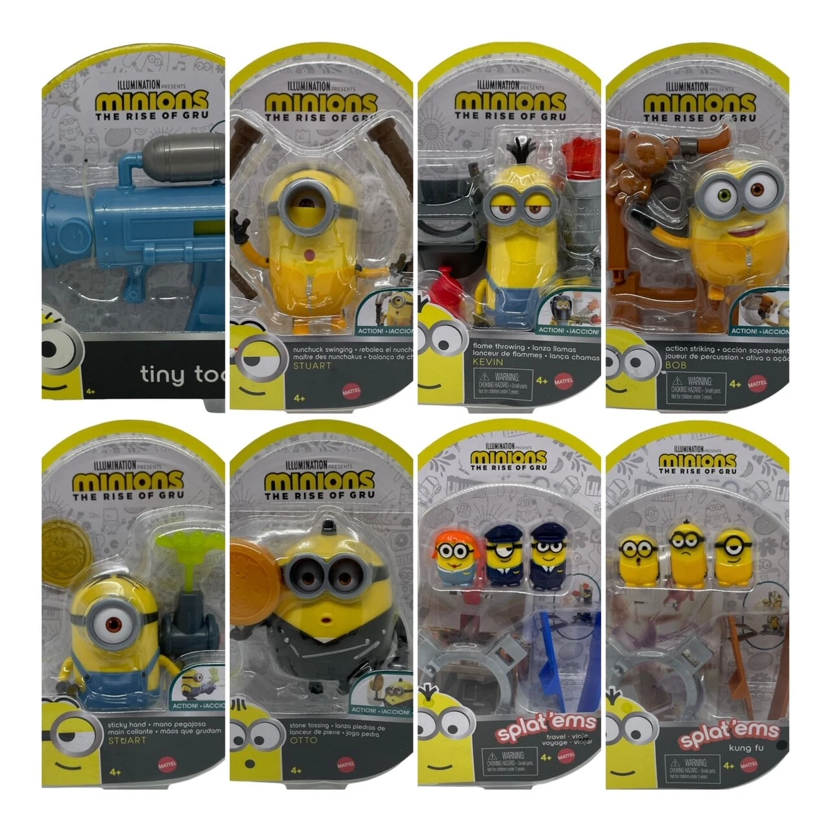 Minions: The Rise of Gru Cheese Blaster Kevin Action Figure di circa 10,2 cm, giocattolo del personaggio del film con blaster e doppio movimento attivato dal pulsante, regalo per bambini dai 4
