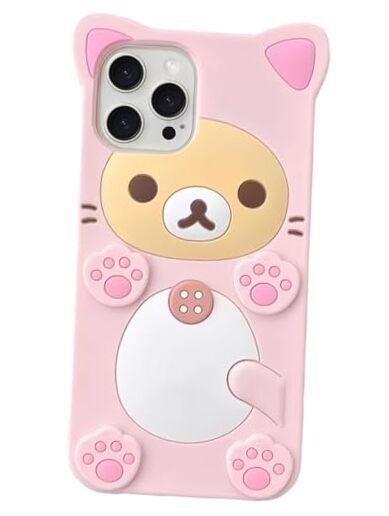 3D Cute Cartoon Bear Phone Case for - Fashionable and iPhone 14 Pro Max Pink