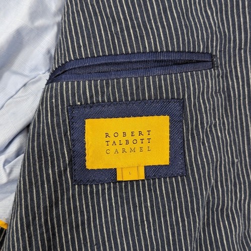 Robert Talbott Carmel Linen Blazer 2Btn Half Lined Men Blue Striped L - Picture 6 of 7