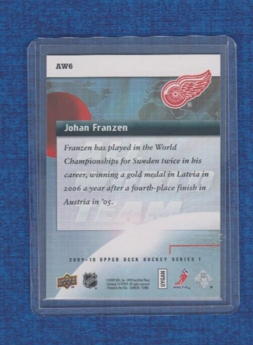 2009-10 Upper Deck Hockey All World Team # AW6 Johan Franzen - Image 2 of 2