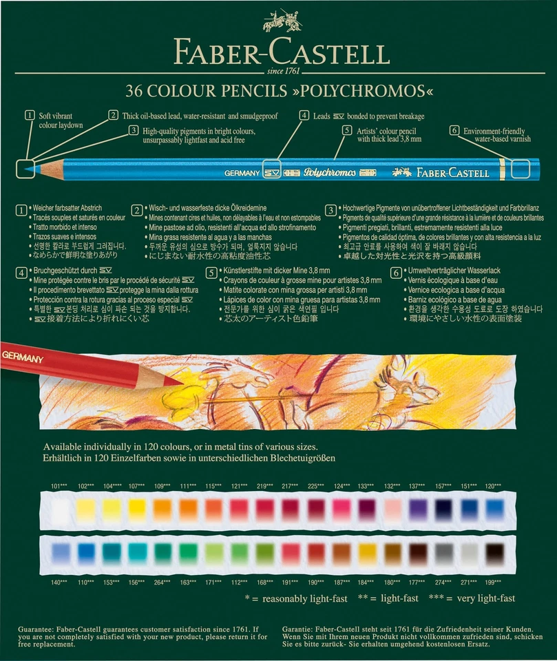 Faber-Castell 110038 Polychromos Malstifte 36er-Buntstifte-Set in einem elega... - Bild 2 von 4