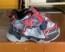 MARVEL Spider-Man Toddler Child's Size 5 Light Up Red Silver Sneakers Shoes