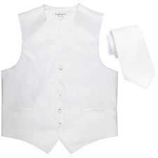 New Men's Formal Tuxedo Vest Waistcoat Necktie solid white wedding prom