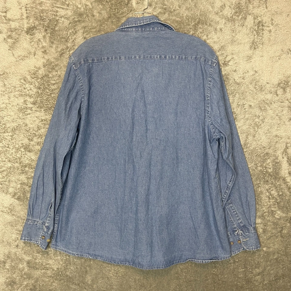 Vtg Women 90s Embroidered Paisley Western Chambray Denim Button Front Shirt XL - Image 2 of 4