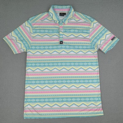 Bad Birdie Polo Shirt Mens M Pastel Aztec Golf Performance Salty Savage