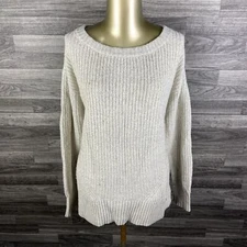 TOMS Round Neck Pullover Gold/Ivory Cable Knit Sweater Women's Size XL