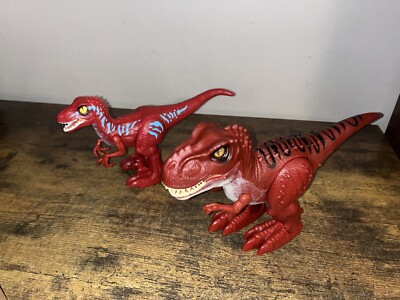 Zuru Robo Alive 2 Dinosaur lot w/a Tyrannosaurus Rex & Red Raptor-tested & works