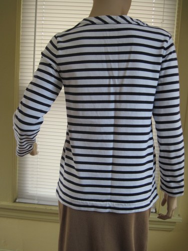 Maglia Kate Spade stringata manica 3/4 blu navy bianca a righe nautica taglia M usata in ottime condizioni - Foto 3 di 5