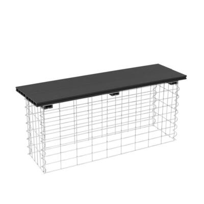 Gabionenbank WPC Gabionen Sitzbank 100x30x43 cm Gartenbank Draht Bank dunkelgrau