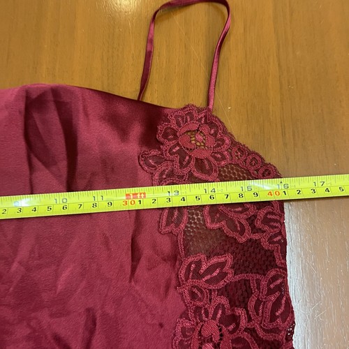 Oscar De La Renta Pink Label Satin Burgundy Long Slip Dress Size Large Vintage - Picture 13 of 17
