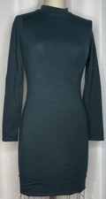 FOREVER 21 WOMEN'S BODYCON MINI DRESS TURTLE NECK LONG SLEEVE GREEN SIZE SMALL