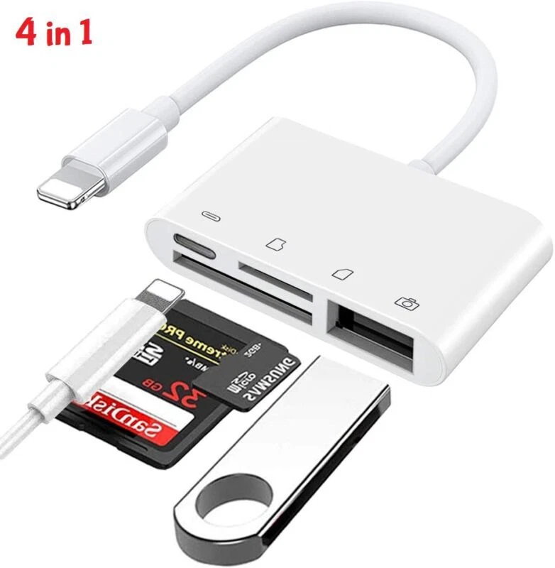 8 pin to SD Memory Card Reader USB OTG Adapter For iPhone 13 12 11 X XR XS iPad