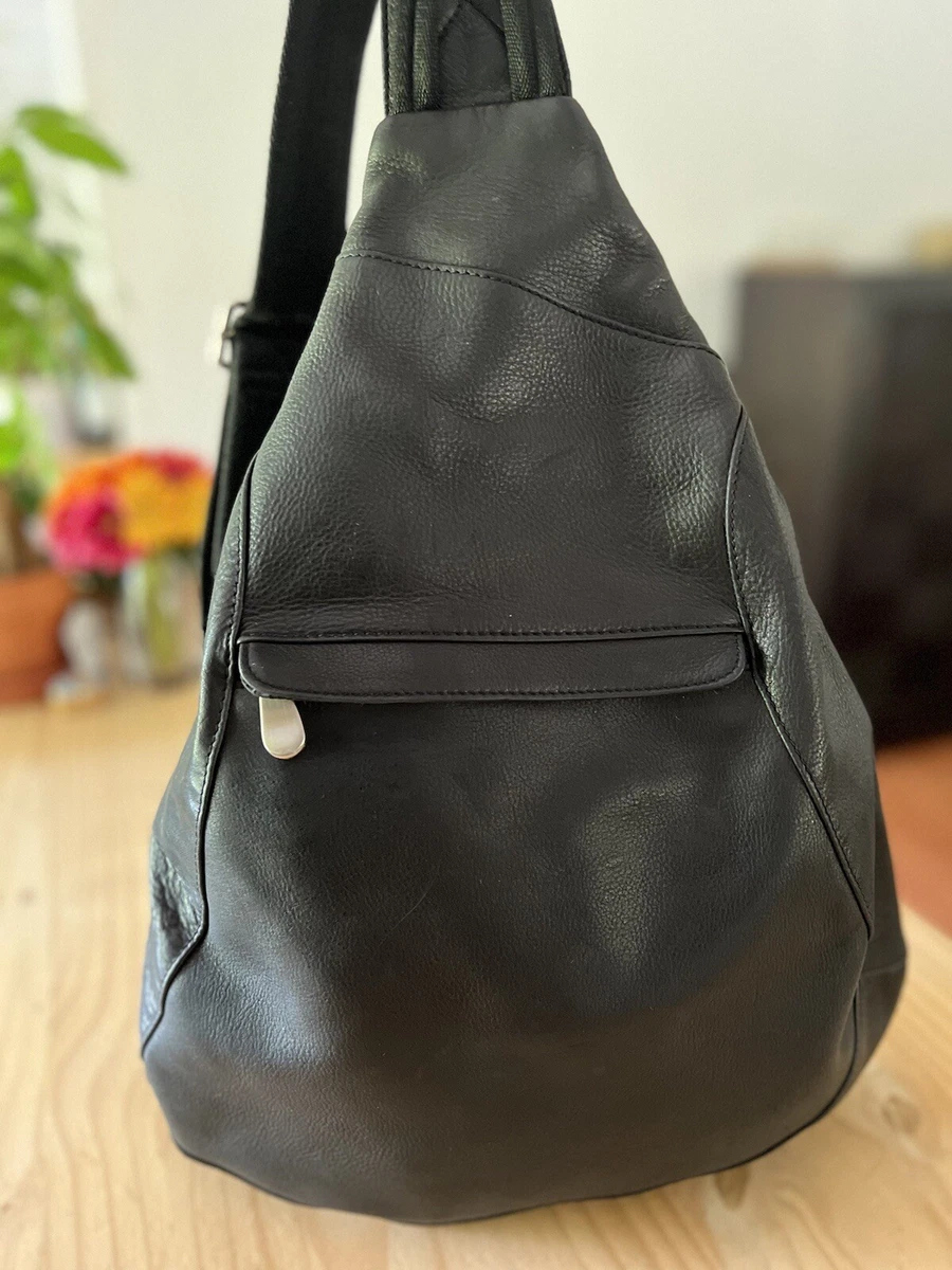 Wilson Leather black shoulder backpack