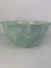 BLUE HARBOR 9.5" Large Serving Bowl Teal White 8-side Housewares International