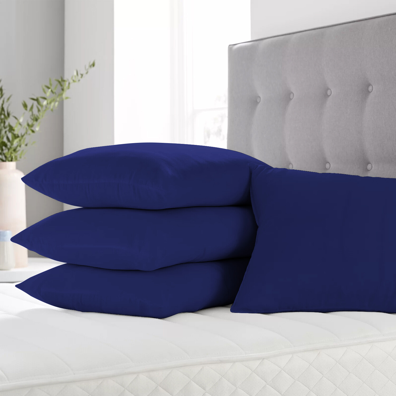 Pillow Cases 2, 4 Pack Luxury Housewife Pillow Case Pair Bedroom Pillow