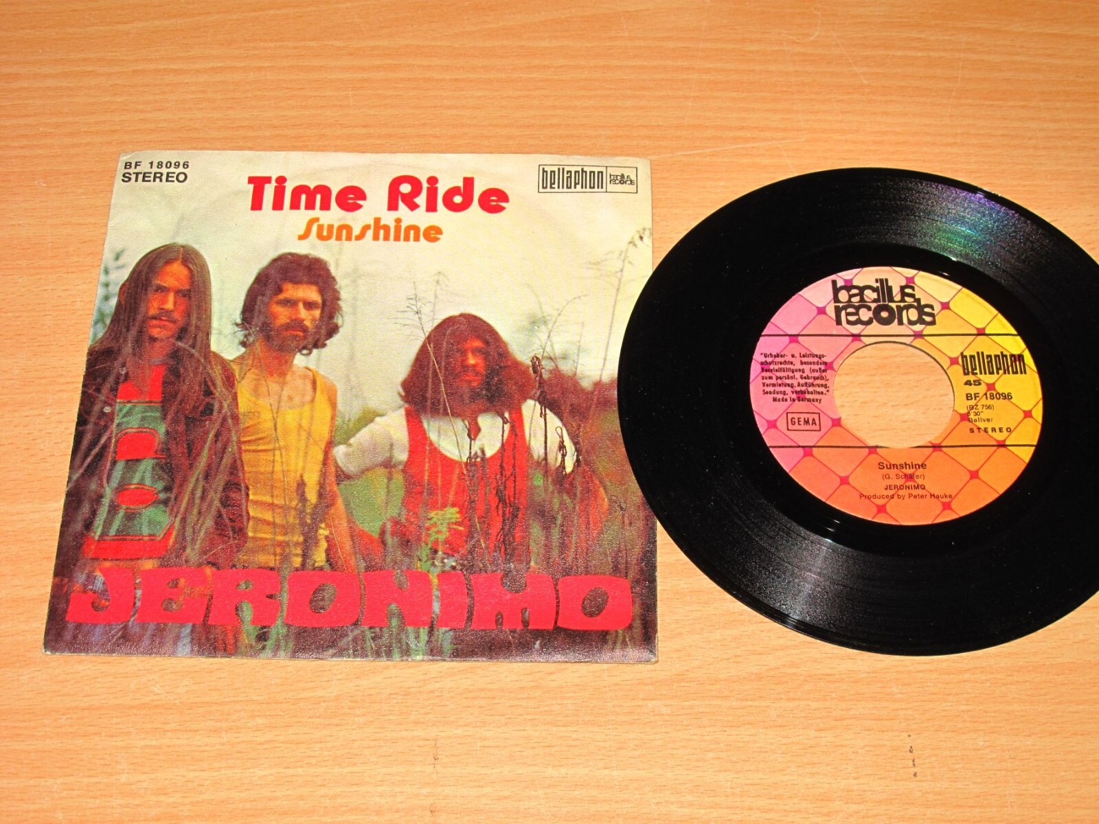 Jeronimo 7" Single - Time Ride / Sunshine / 1972 German Press in Mint