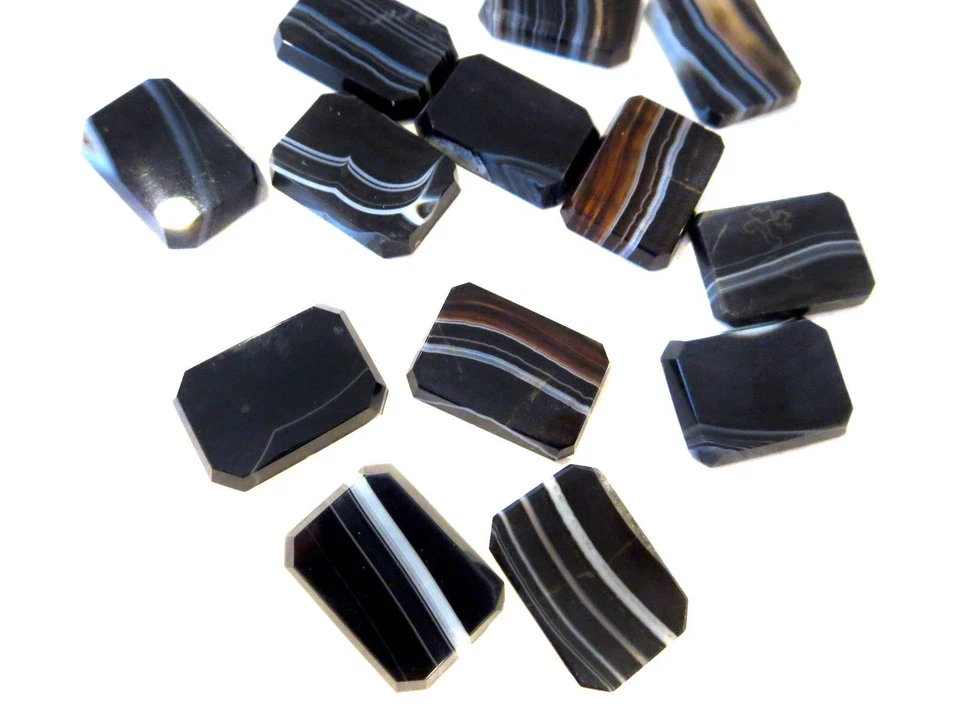 BANDED AGATE Antique Rectangles - Plaques OLD Stock UNUSED Multi-Colored - Image 3 of 4