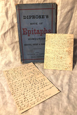 Handwritten Victorian Manuscript Notes, with Diprose's Book of Epitaphs - 1879
