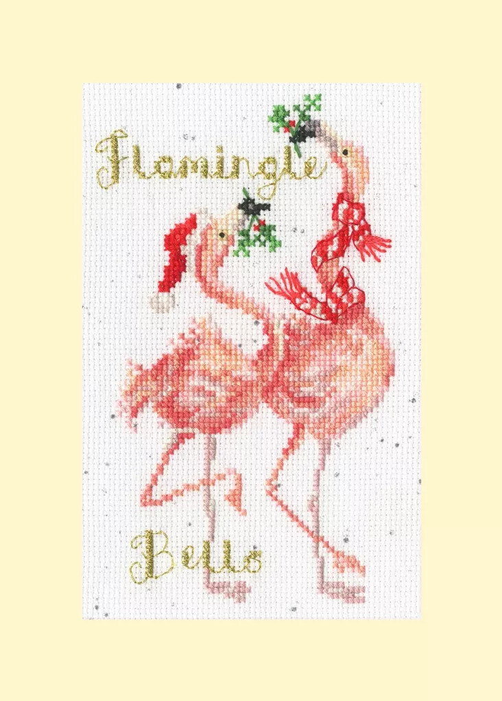 Flamingle Bells - Christmas Card Cross Stitch Kit by Bothy Threads