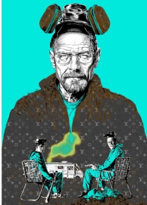 DEATH NYC ltd ed signed pop art print 45x32cm Breaking Bad Walter White meth lab