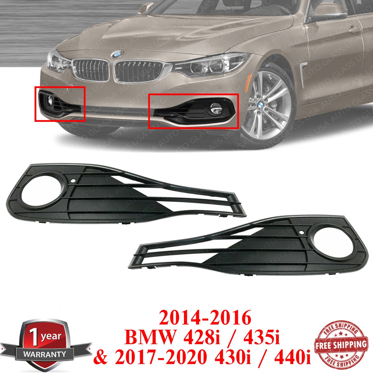 Front Bumper Fog Light Bezels Trims For 2014-2020 BMW 428i 435i
