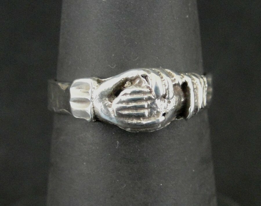 Ring Silver Hands Shaking Hand Shake Band Sterling 925 Size 5 Band