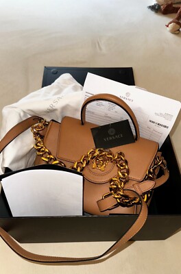 Versace Medusa Bag Medium Leather Caramel Shoulder Bag Tasche Neuwertig
