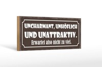 Holzschild Spruch 27X10Cm Uncharmant UnhöFlich Unattraktiv Schild Wooden Sign
