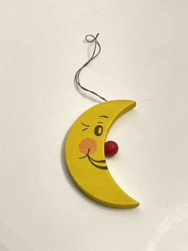 Wooden Smiling Moon Christmas Ornament - Picture 1 of 5