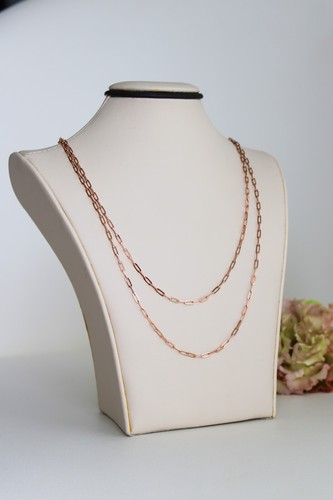 14k Solid ROSE GOLD Paper Clip Chain 1.5mm 2mm Necklace Paper Clip 16" 18" 20" - Picture 19 of 28